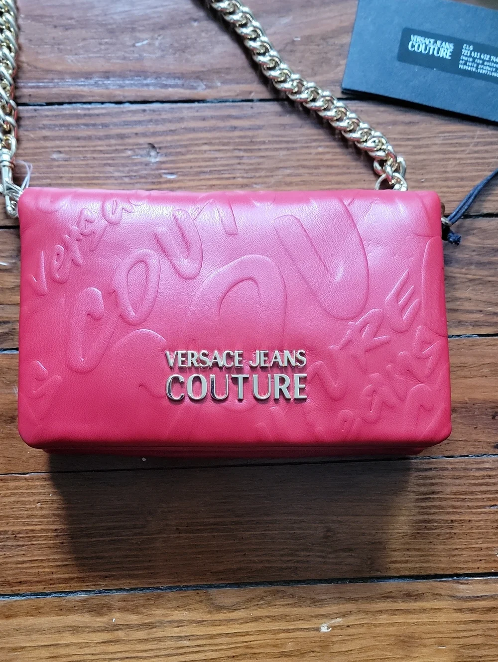 Versace Jeans Couture Red Shoulder Bag with Gold Chain (NWT)